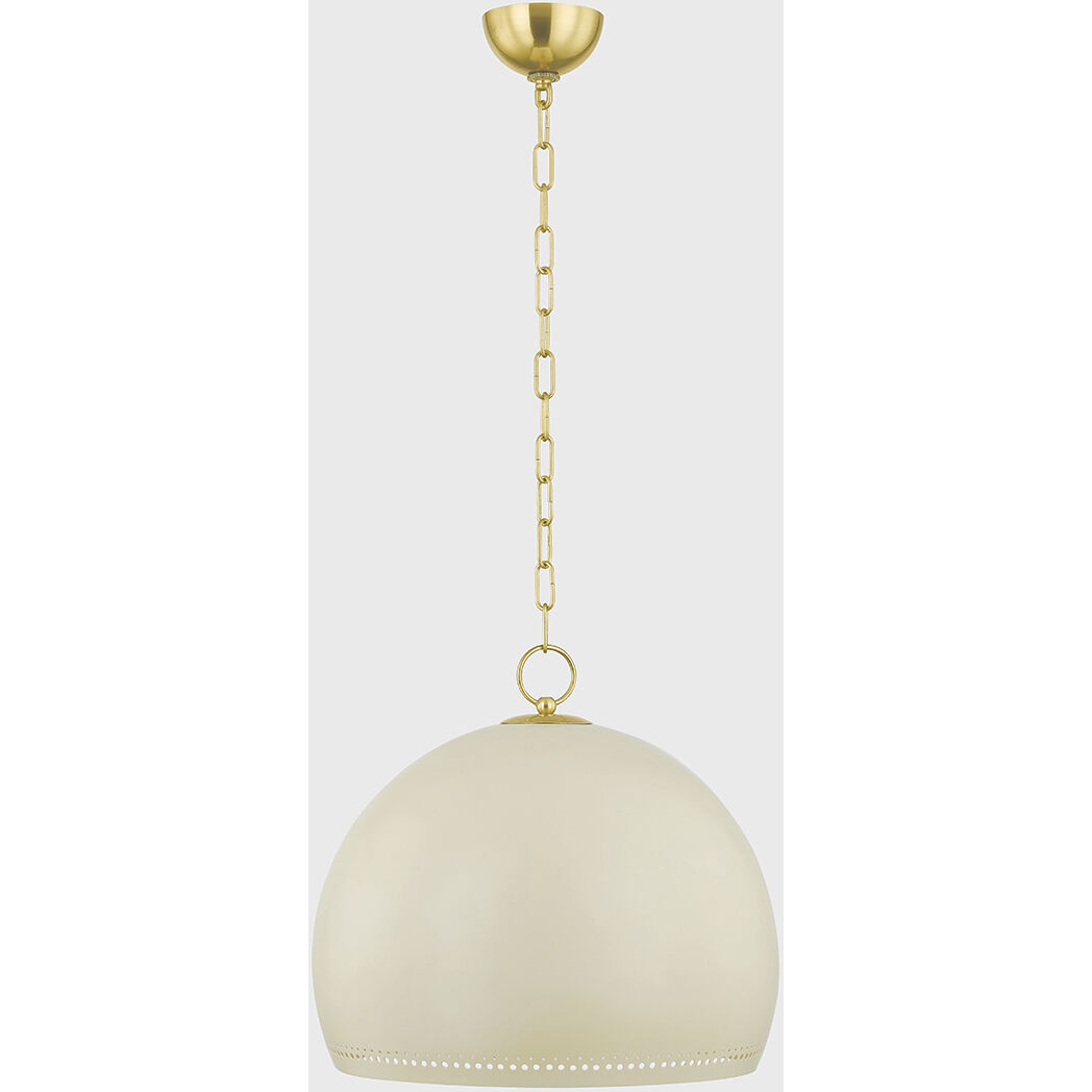 Etna 1 Light 17.75 inch Aged Brass/Soft Cream Pendant Ceiling Light